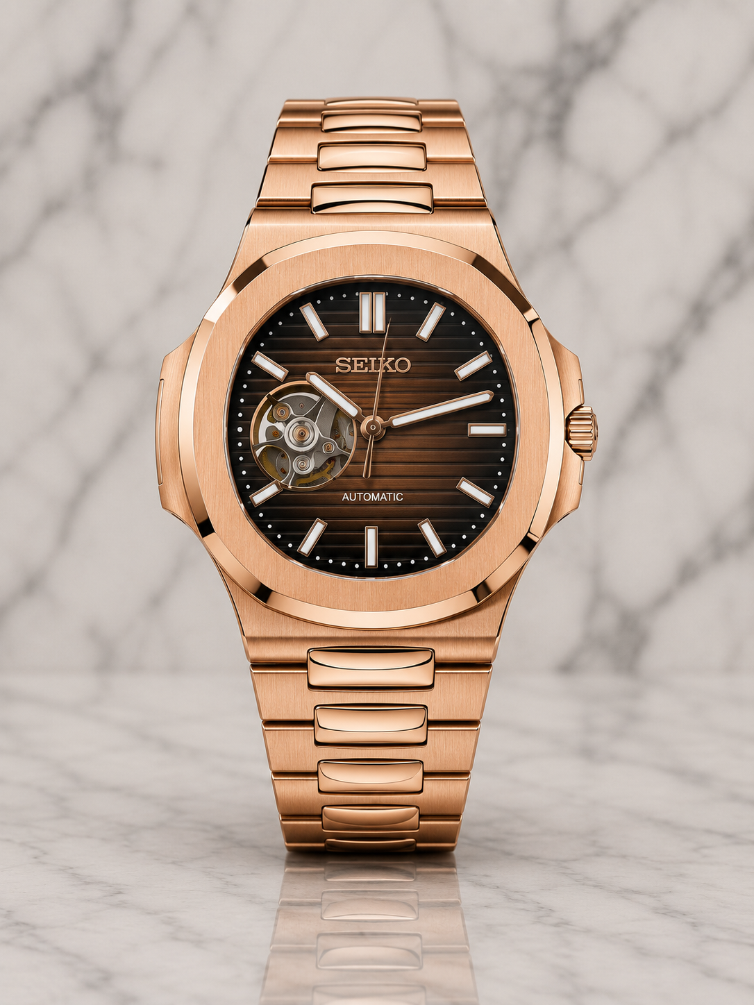 Seiko Nautilus OpenHeart I Or Rose & Chocolat