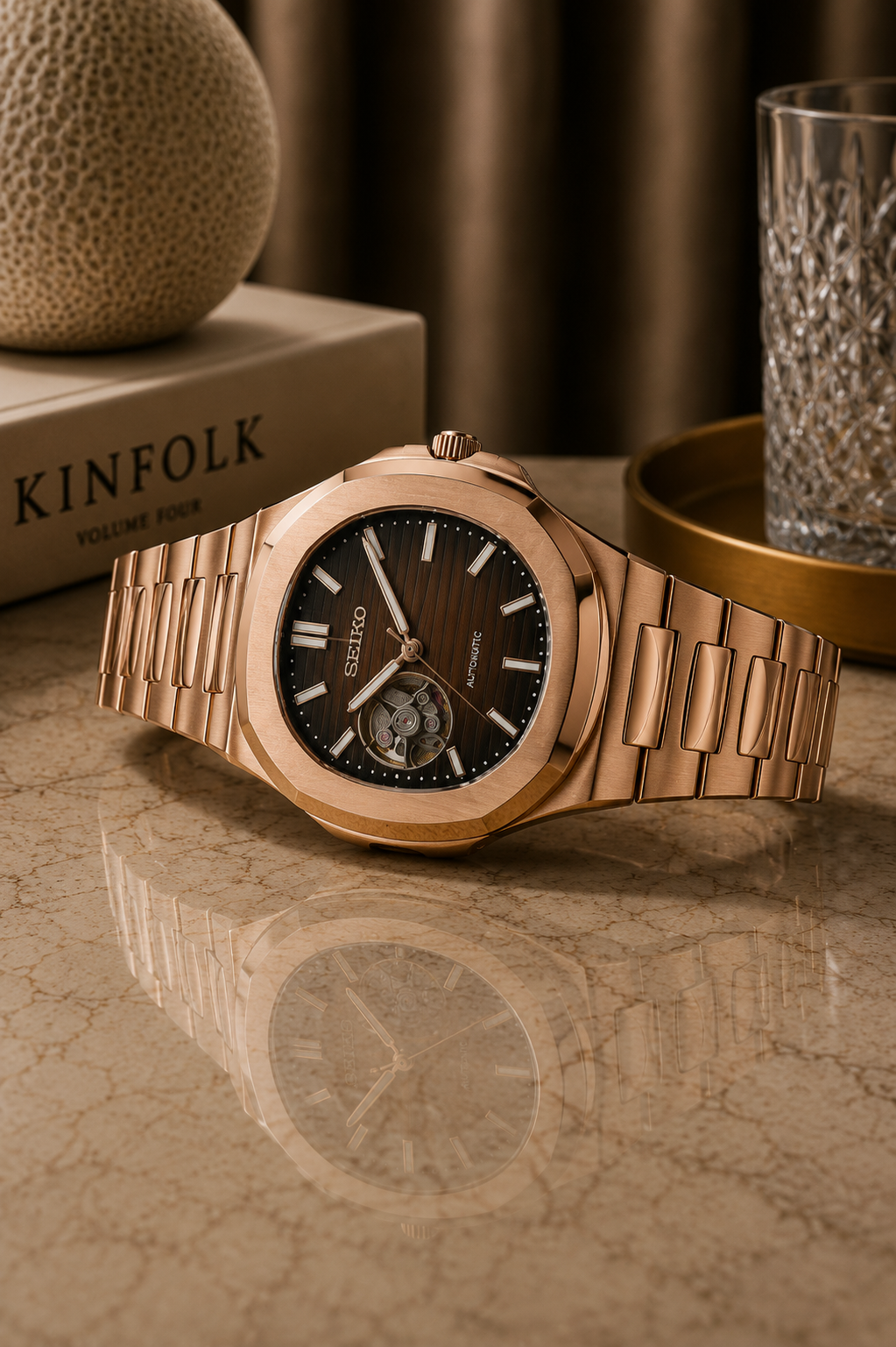 Seiko Nautilus OpenHeart I Or Rose & Chocolat