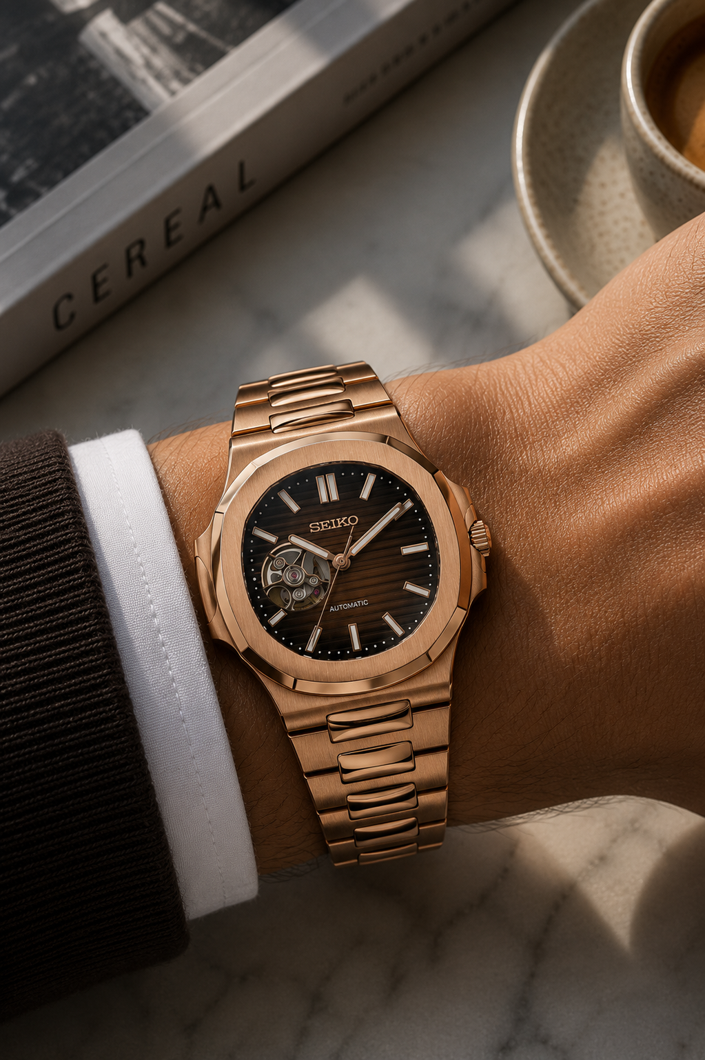 Seiko Nautilus OpenHeart I Or Rose & Chocolat