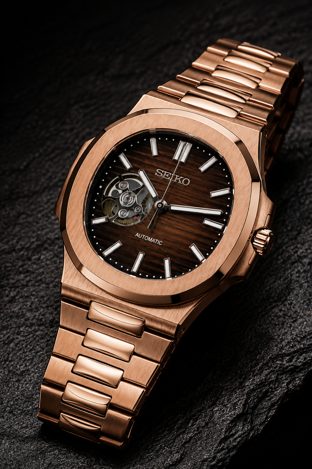 Seiko Nautilus OpenHeart I Or Rose & Chocolat