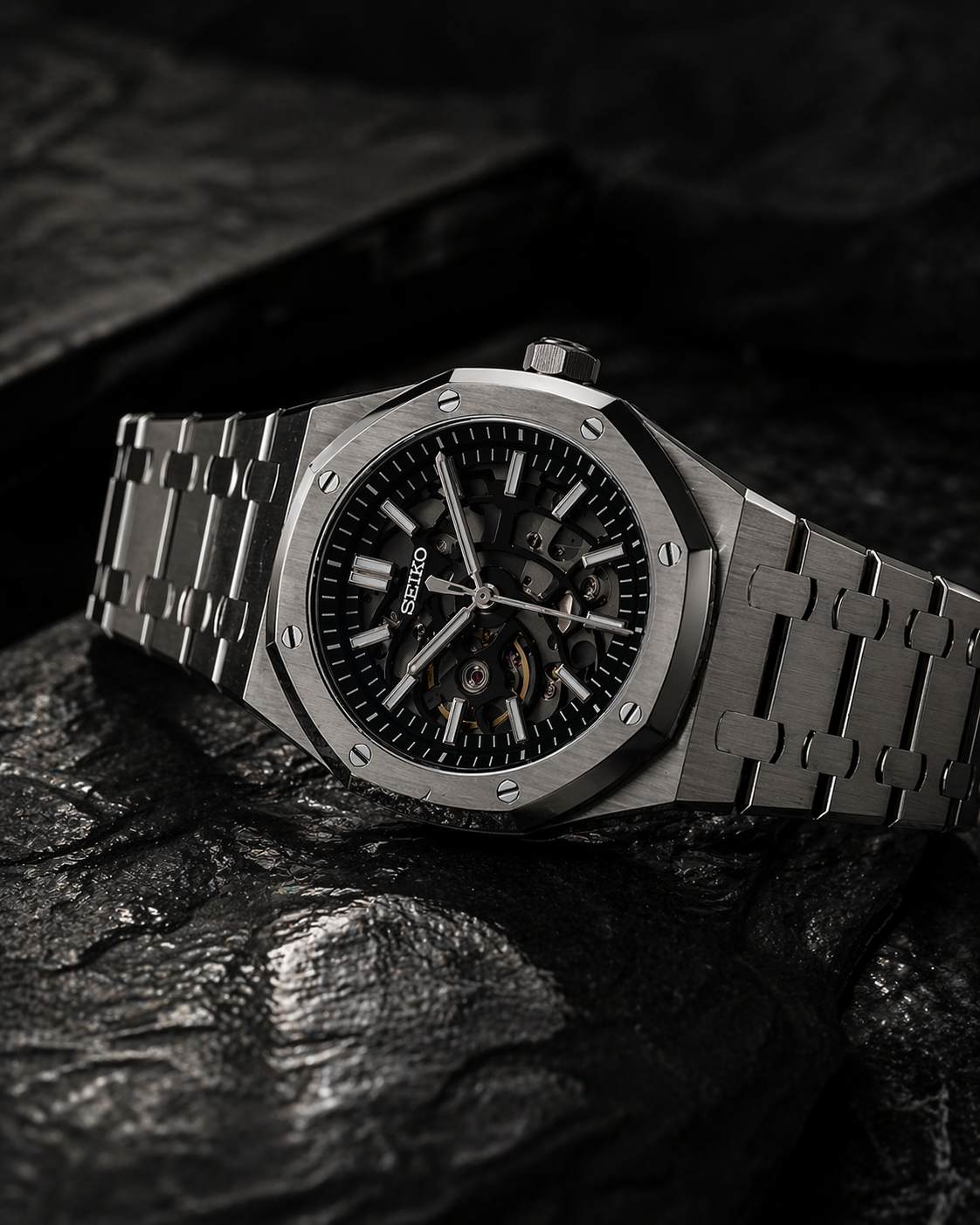 Seiko Royal Oak Skeleton I Gris & Noir