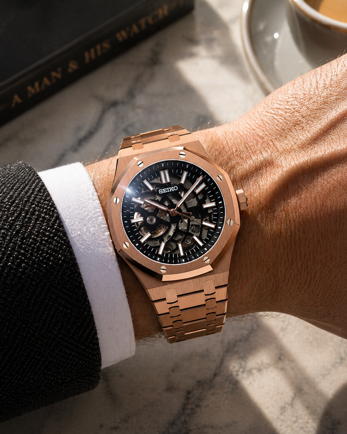 Seiko Royal Oak Skeleton I Or Rose & Noir
