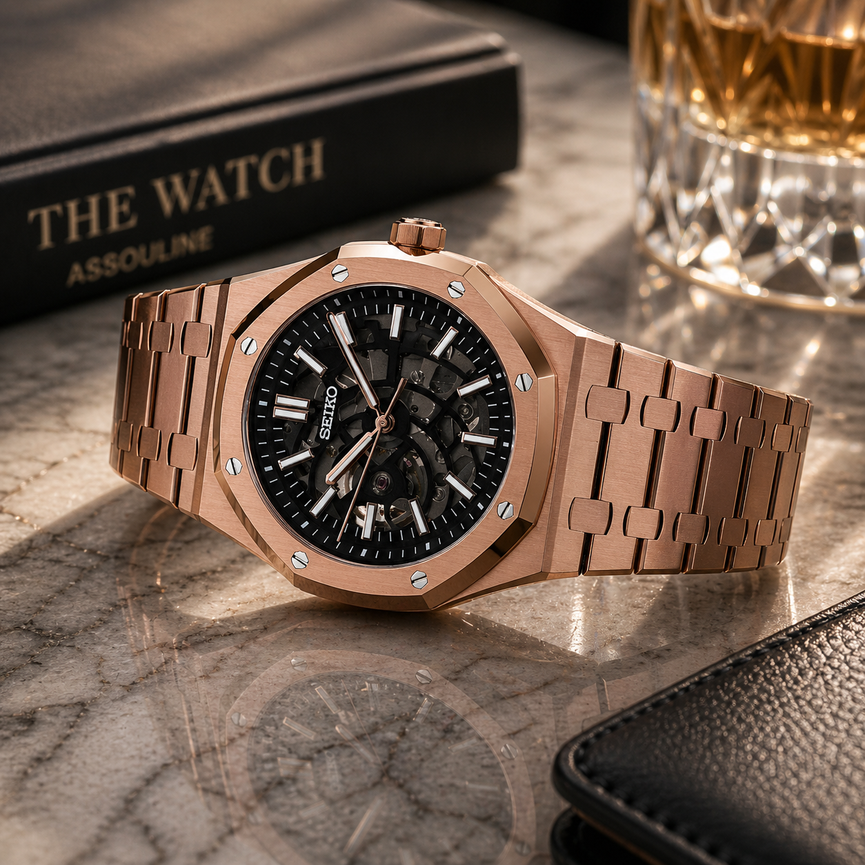 Seiko Royal Oak Skeleton I Or Rose & Noir