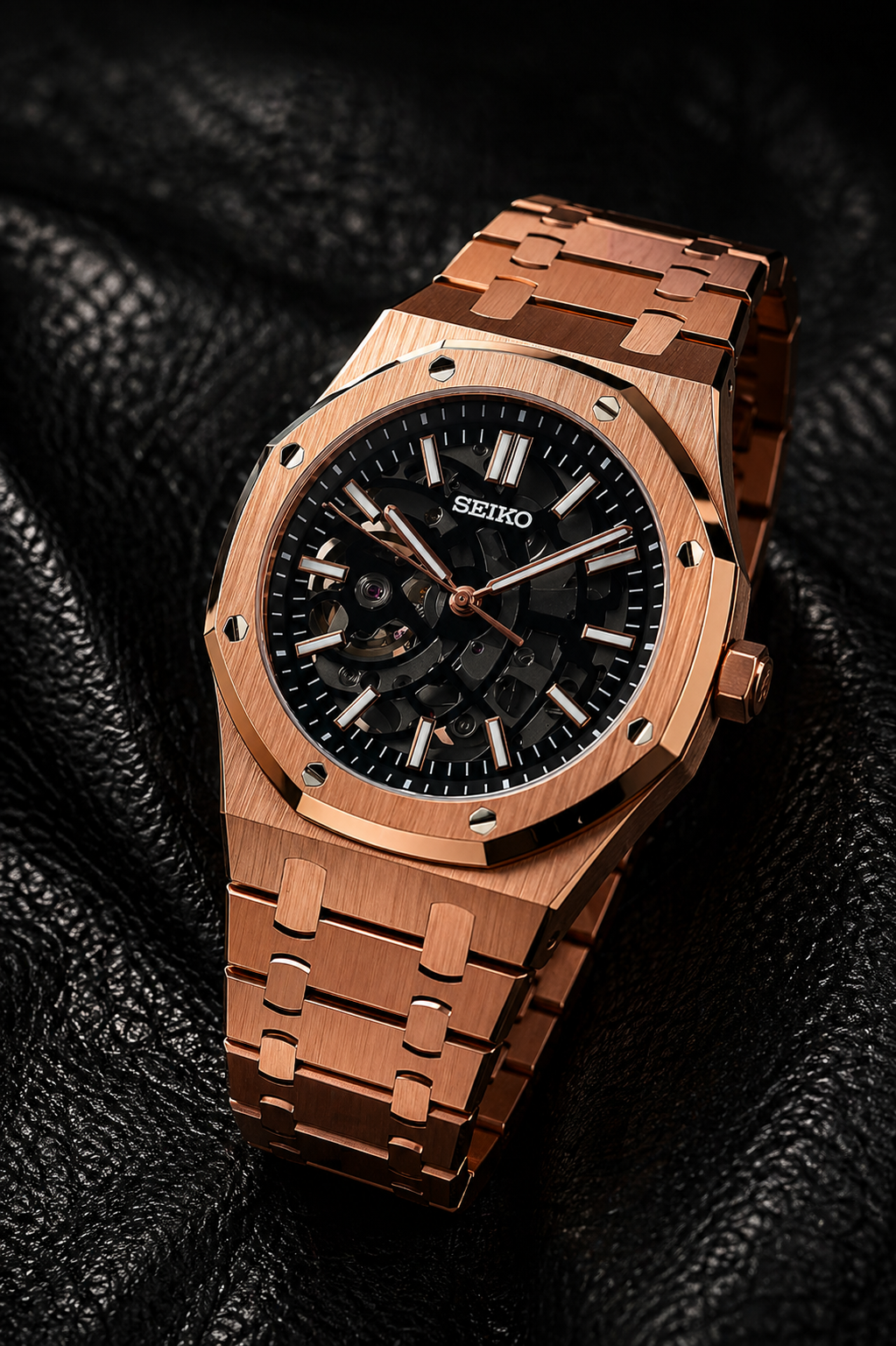 Seiko Royal Oak Skeleton I Or Rose & Noir