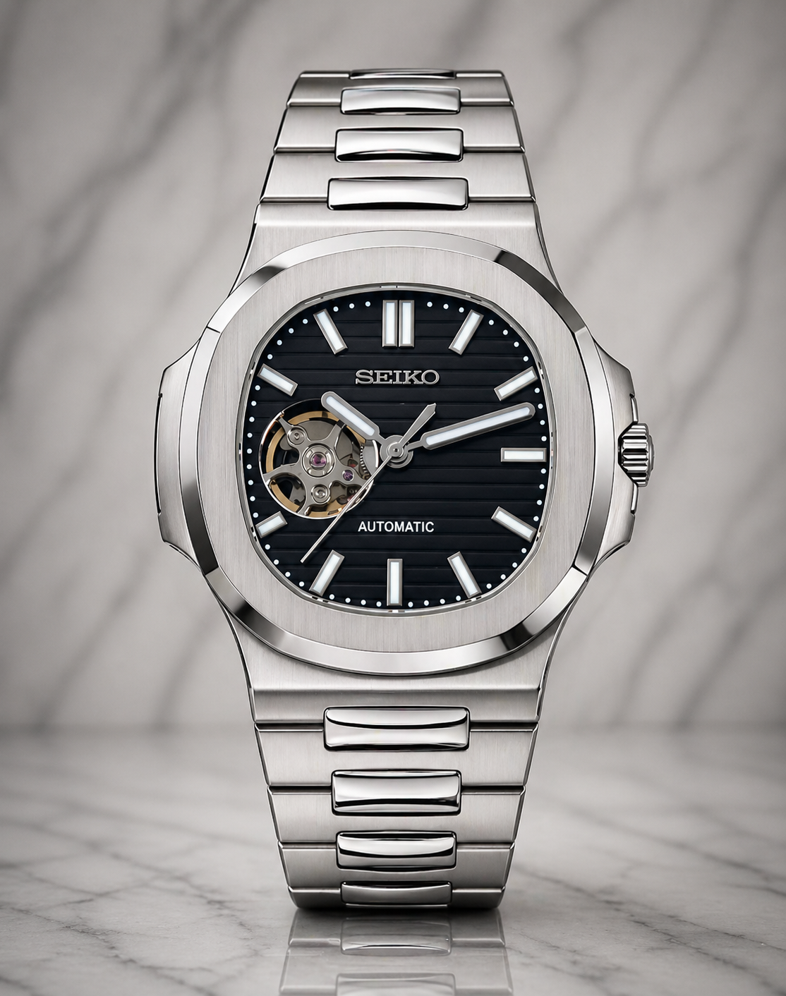 Seiko Nautilus OpenHeart I Gris & Noir